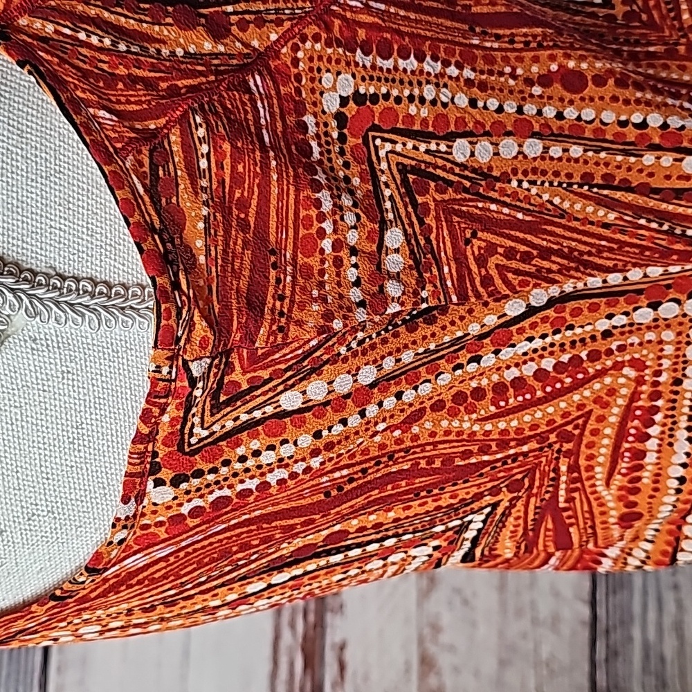 IDEOLOGY ETC. ORANGE AND RED 100% SILK V NECK TANK TOP - Picture 7 of 12